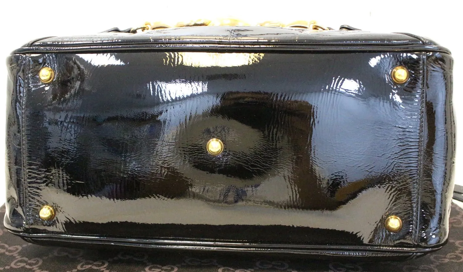 GUCCI Black Patent Leather Wave Boston Bag