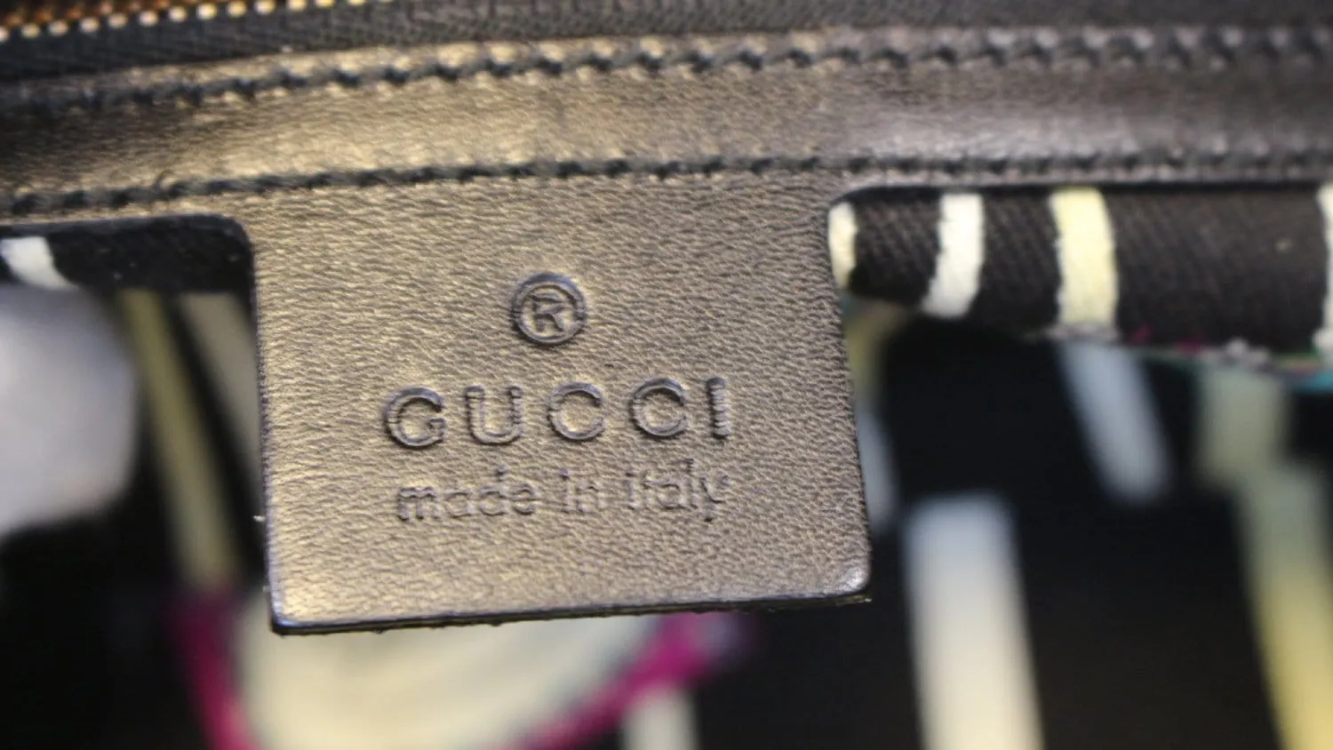 GUCCI Black Patent Leather Wave Boston Bag