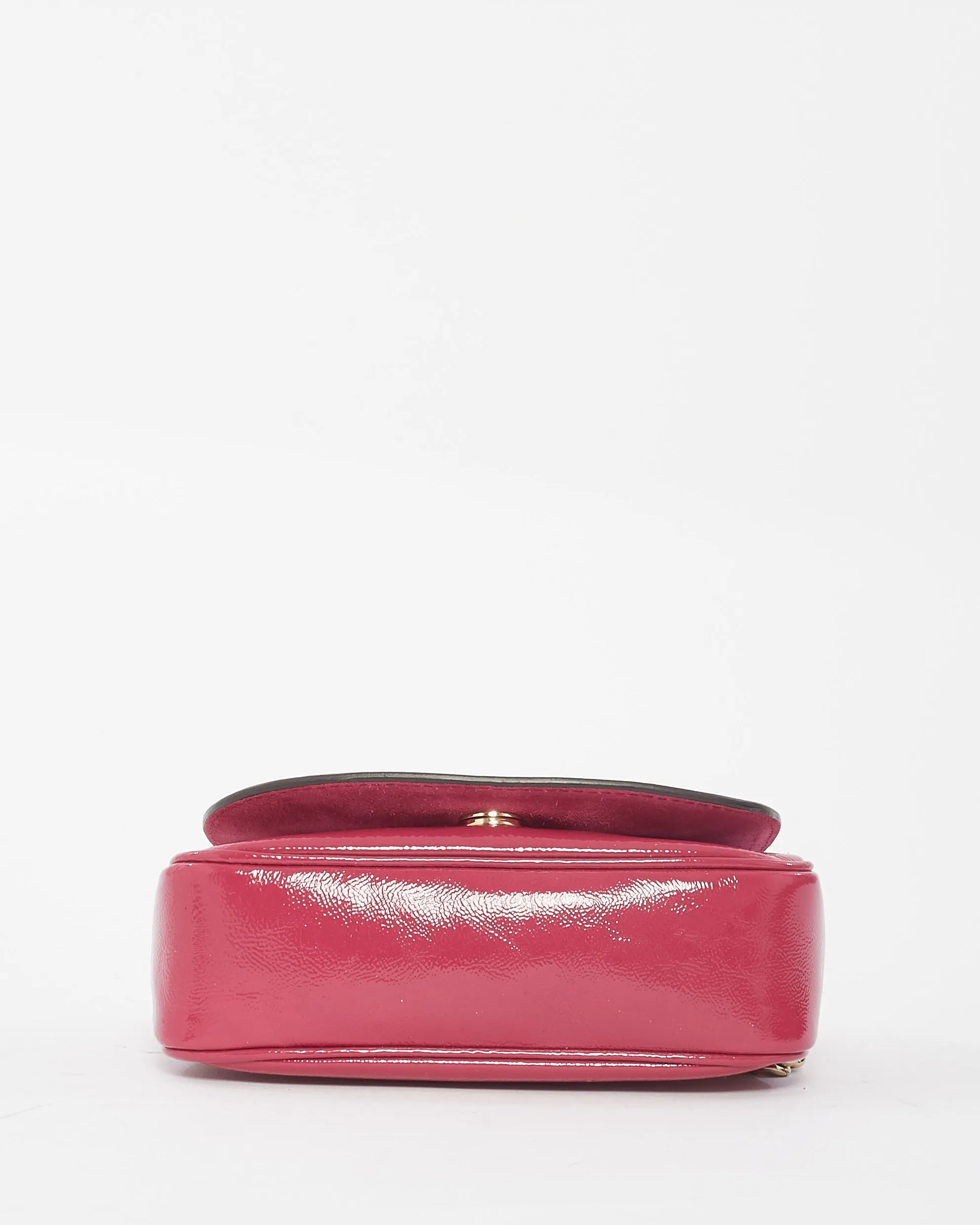 Gucci Raspberry Patent Small Soho Chain Flap Crossbody Bag