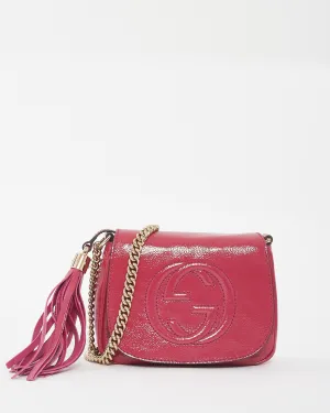 Gucci Raspberry Patent Small Soho Chain Flap Crossbody Bag