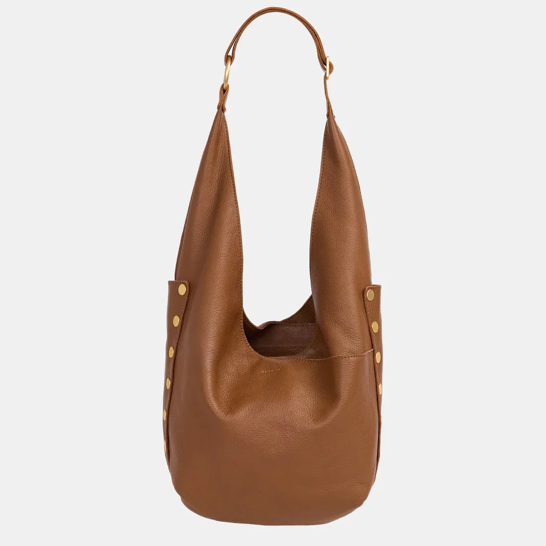 Hammitt Tom Zip Mahogany Pebble/Brushed Gold Red Zip Hobo Bag