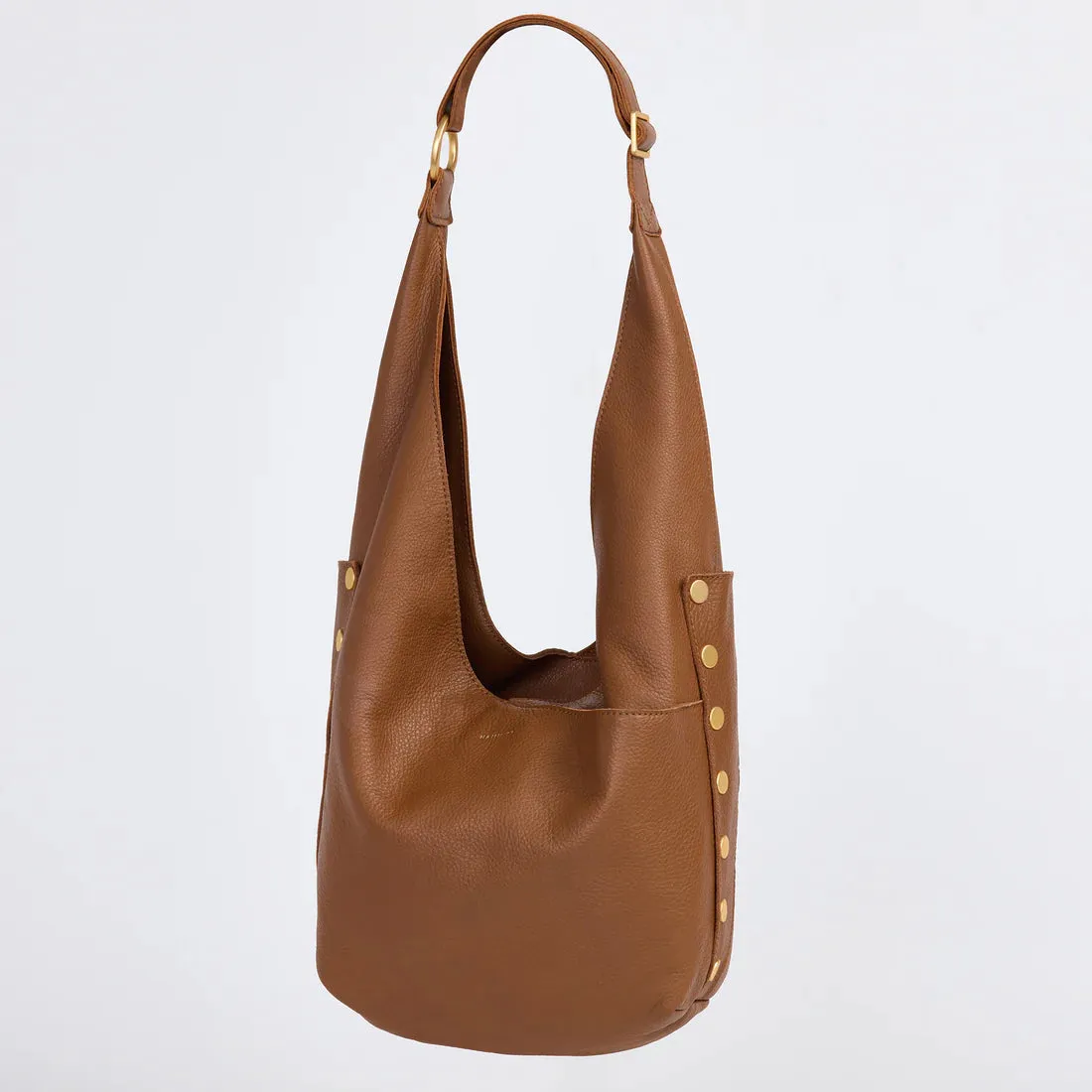 Hammitt Tom Zip Mahogany Pebble/Brushed Gold Red Zip Hobo Bag