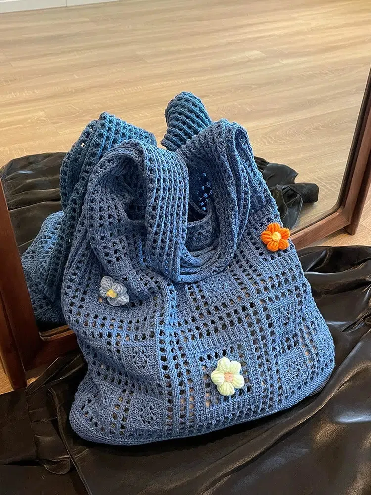 Handmade Crochet Flower Tote Bag