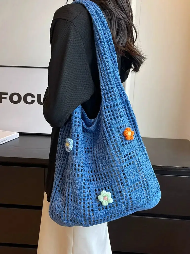 Handmade Crochet Flower Tote Bag