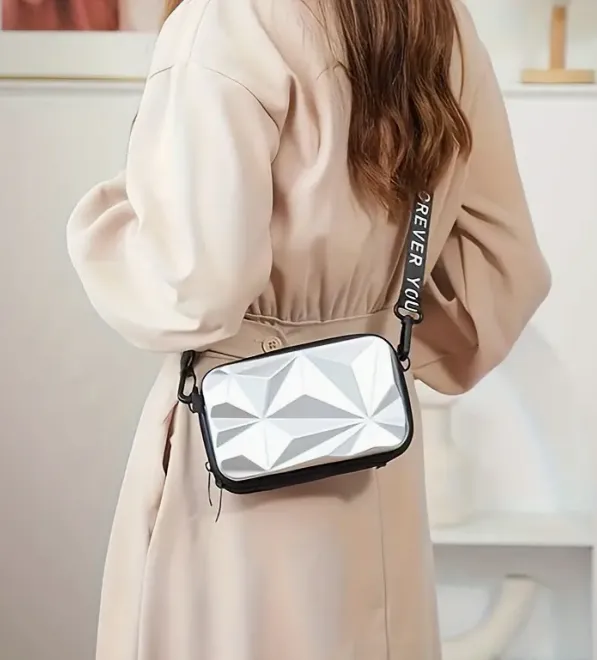 Hardshell Light Weight Suitcase Design, Double Zippered Crossbody Bag "SPECIALTY DESIGNS"