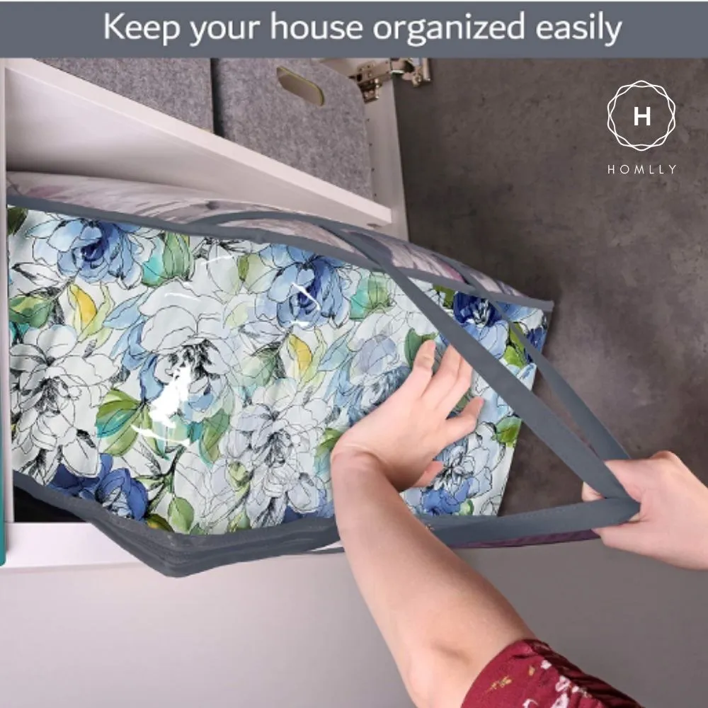 Homlly Clear Zippered Storage Organizer Moving Bags with Reinforced Handle (55L)