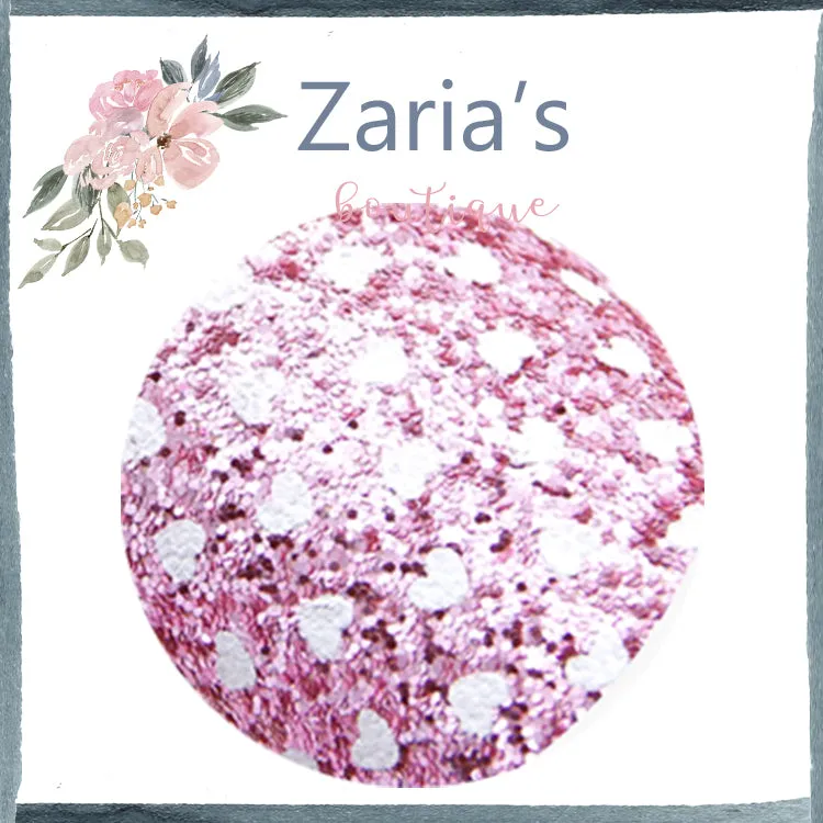 Jewel-Tone CHUNKY GLITTER ~ Hot Pink White Polka Dot HEARTS ~ 20 x 34cm