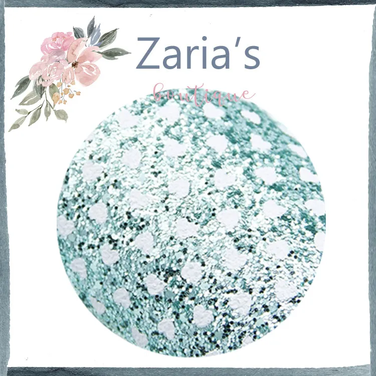 Jewel-Tone CHUNKY GLITTER ~ Pink Sapphire White Polka Dot HEARTS ~ 20 x 34cm