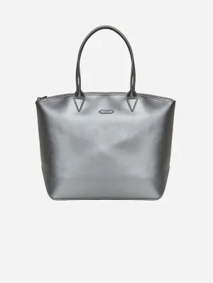 Jolly Apple Skin Vegan Leather Tote | Silver