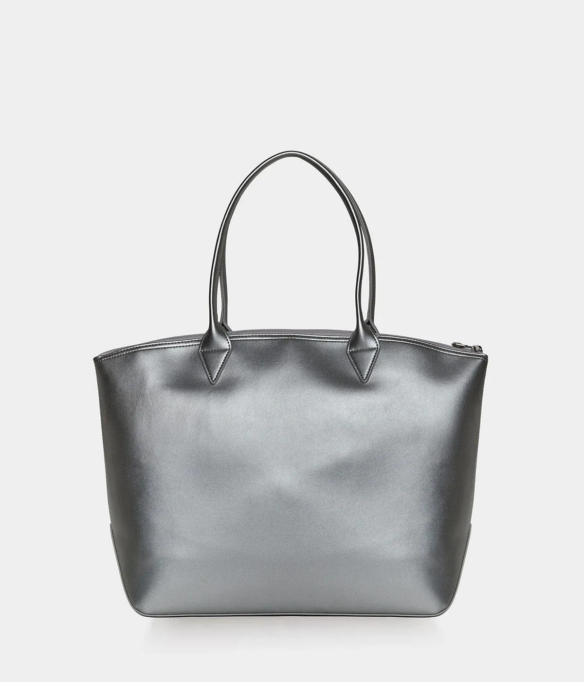Jolly Apple Skin Vegan Leather Tote | Silver