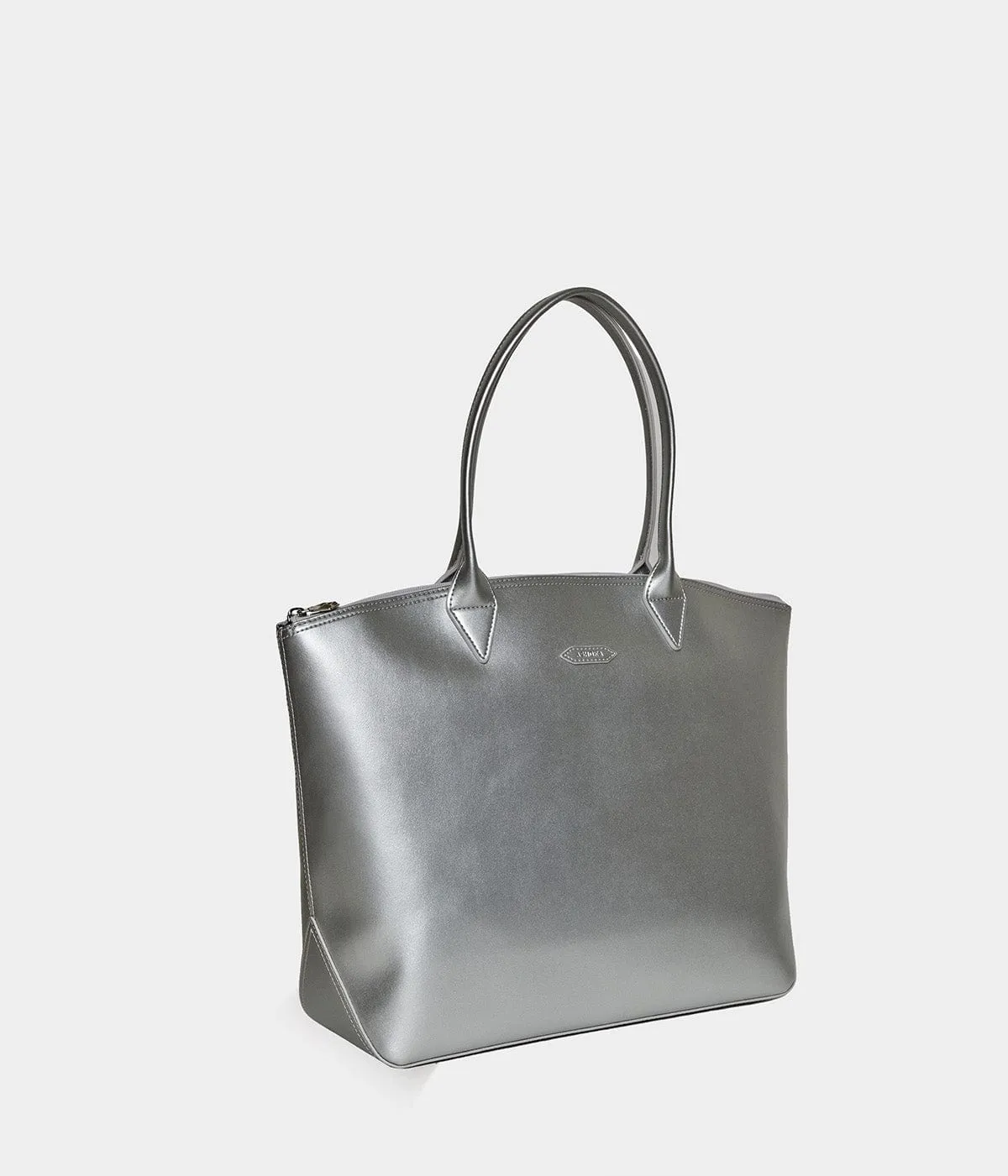 Jolly Apple Skin Vegan Leather Tote | Silver
