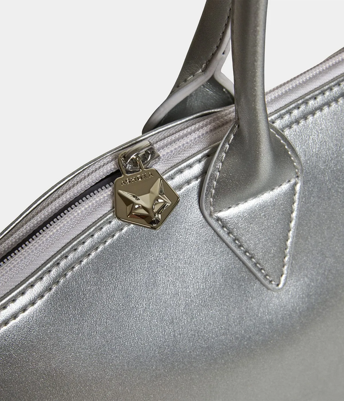 Jolly Apple Skin Vegan Leather Tote | Silver