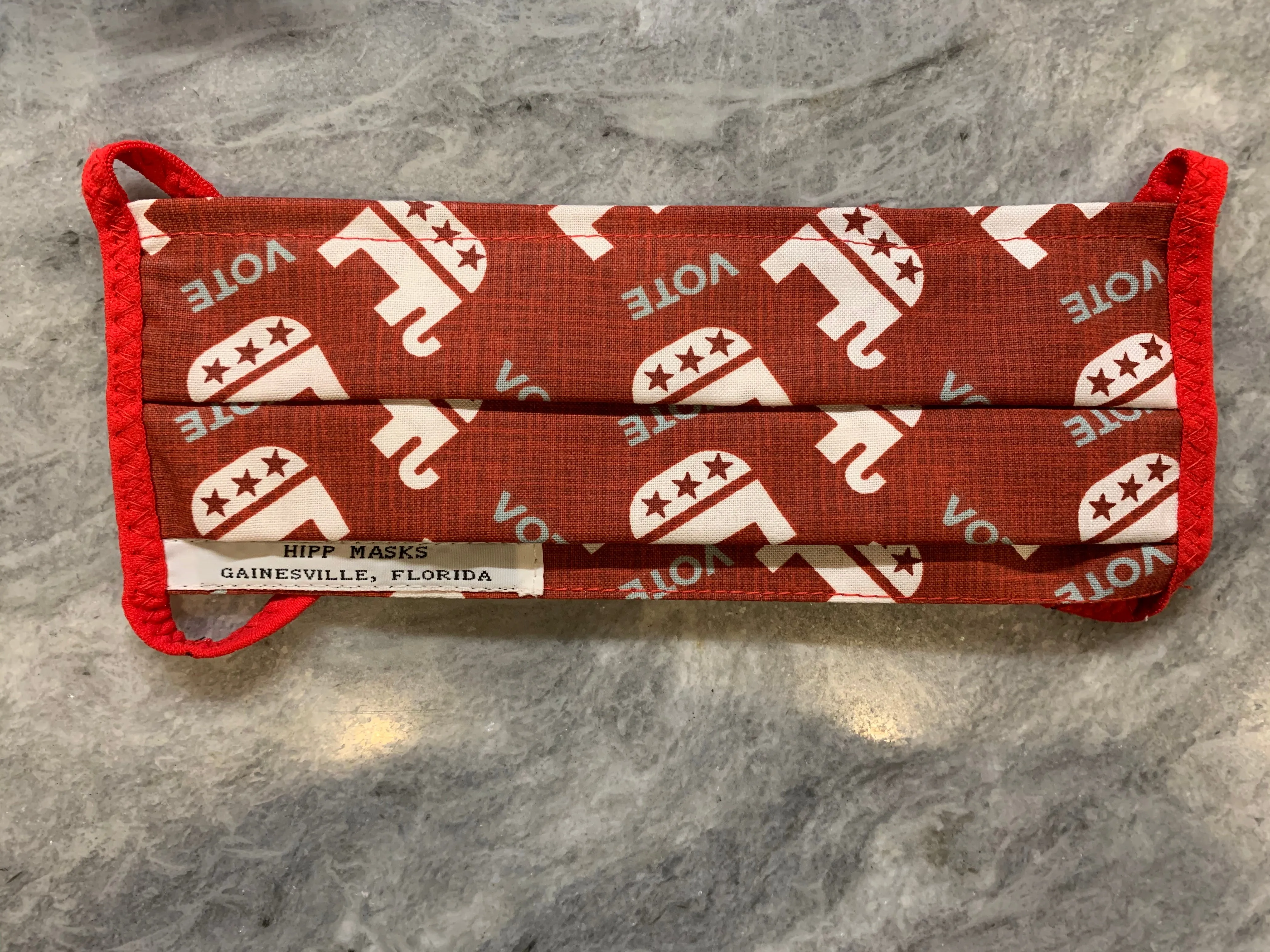 Just Vote:   Republican Party Red Elephant "Vote" Print, Red Foldover Elastic for Ears