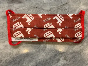 Just Vote:   Republican Party Red Elephant "Vote" Print, Red Foldover Elastic for Ears