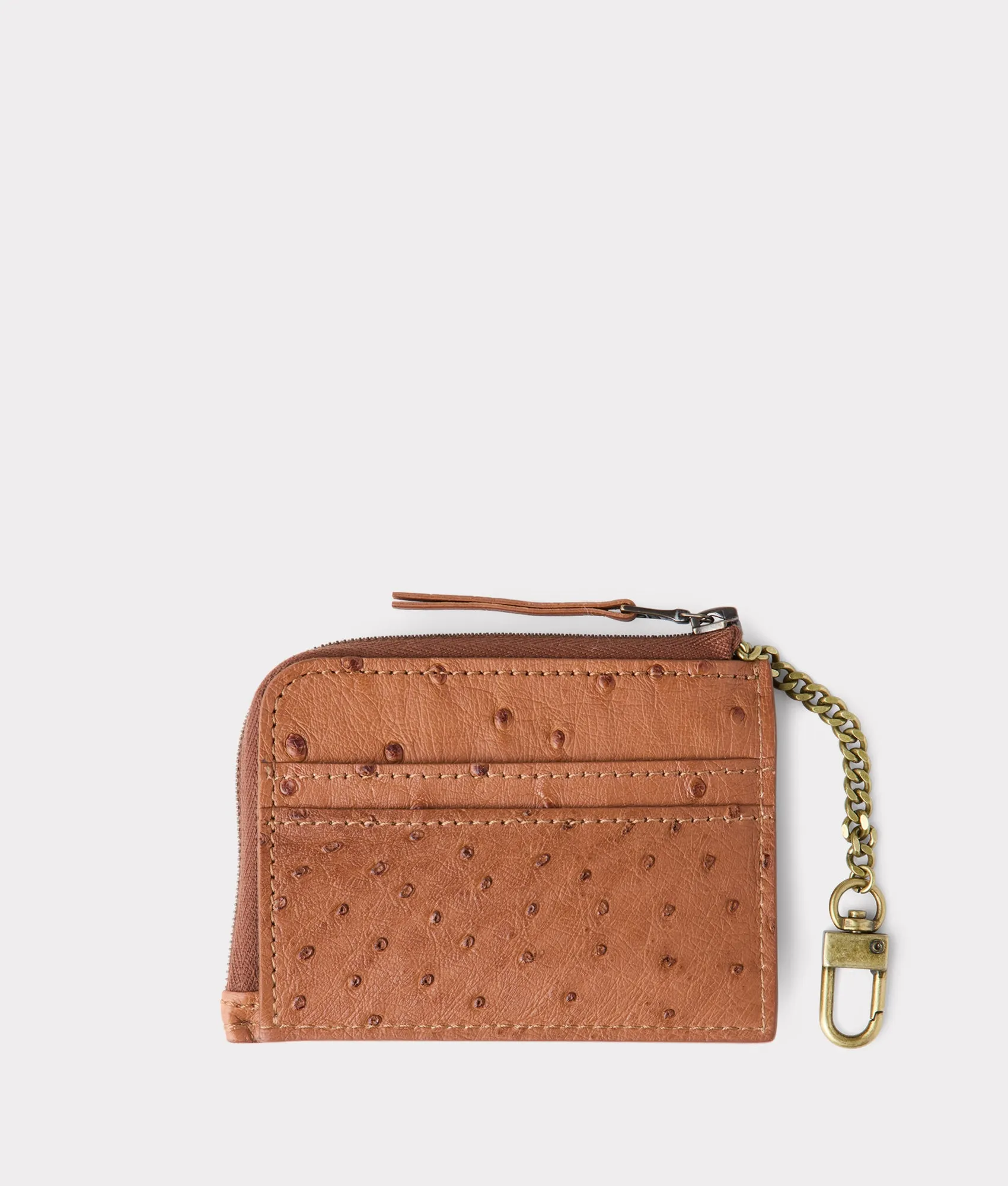 Keychain Card Case - Ostrich :: Rum Tan