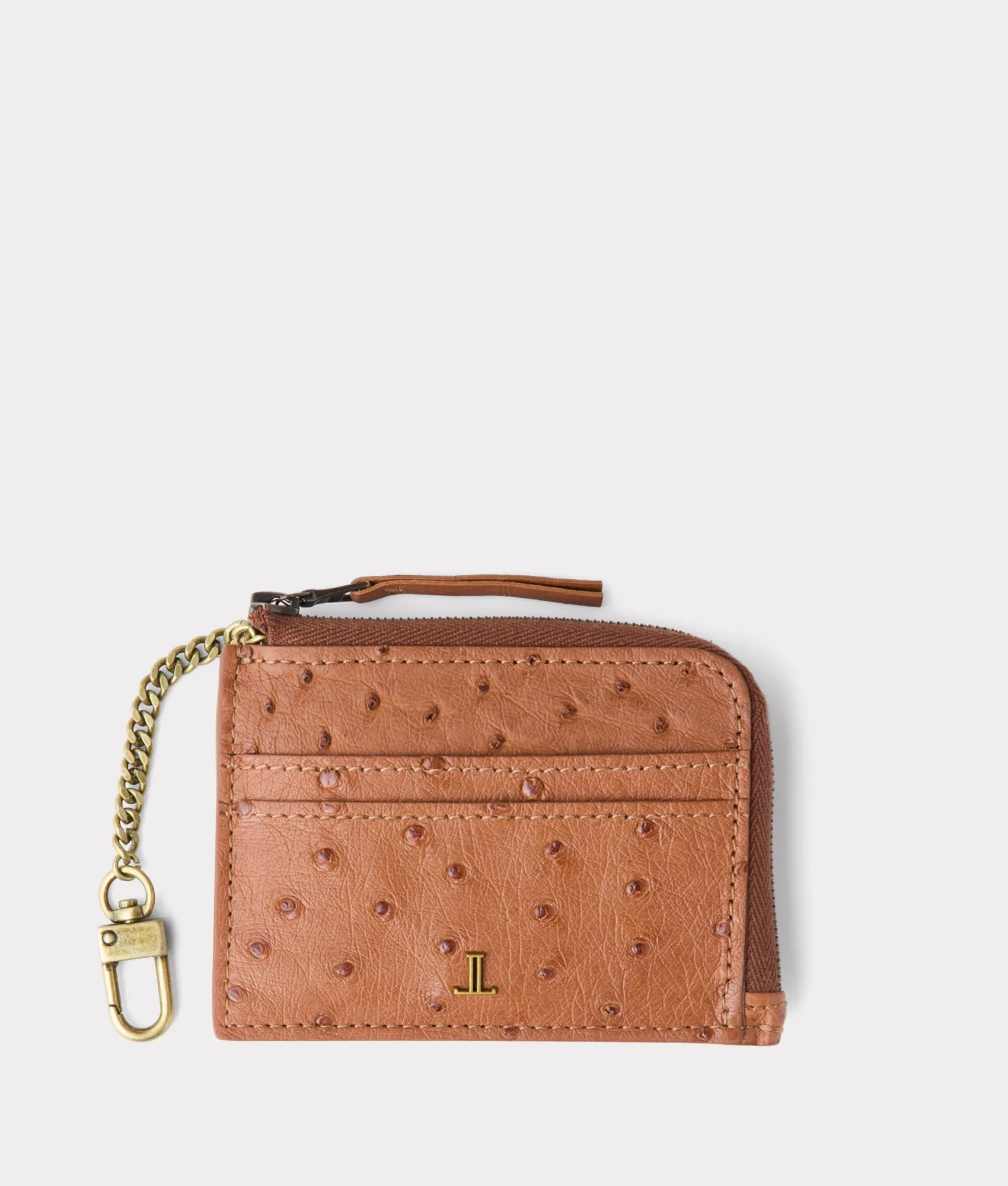 Keychain Card Case - Ostrich :: Rum Tan