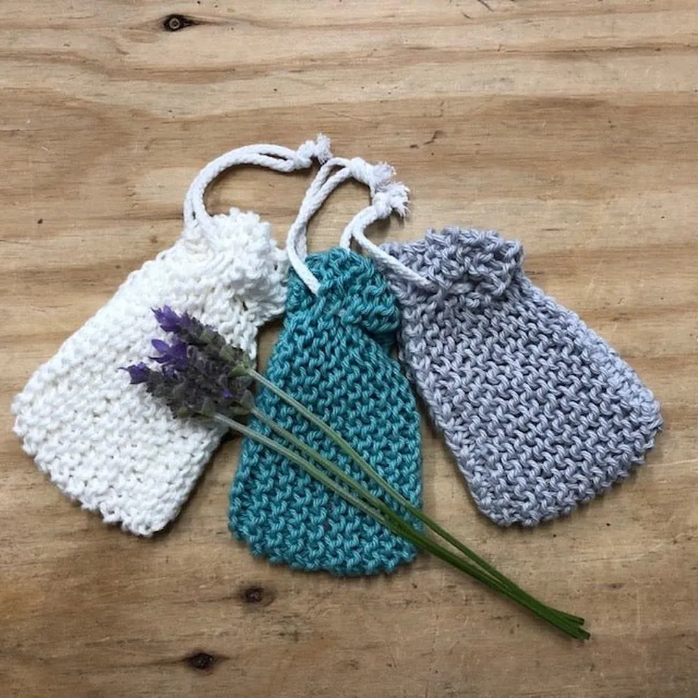 Knitted soap bag
