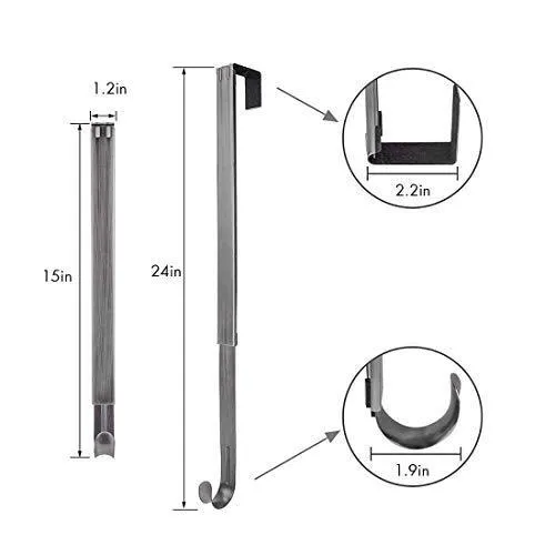LBSUN Wreath Hanger, Adjustable Over The Door Wreath Hanger Wreath Holder Wreath Hook for Door Christmas (Nickel,20 lbs)