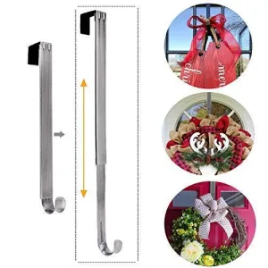LBSUN Wreath Hanger, Adjustable Over The Door Wreath Hanger Wreath Holder Wreath Hook for Door Christmas (Nickel,20 lbs)