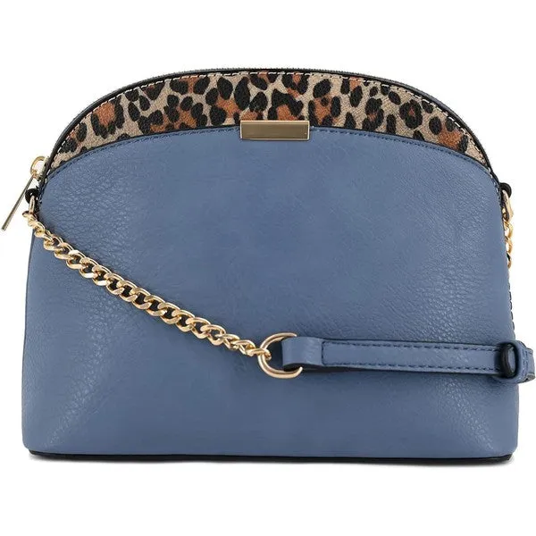 Leopard Accent Small Dome Crossbody Bag (14 colors)