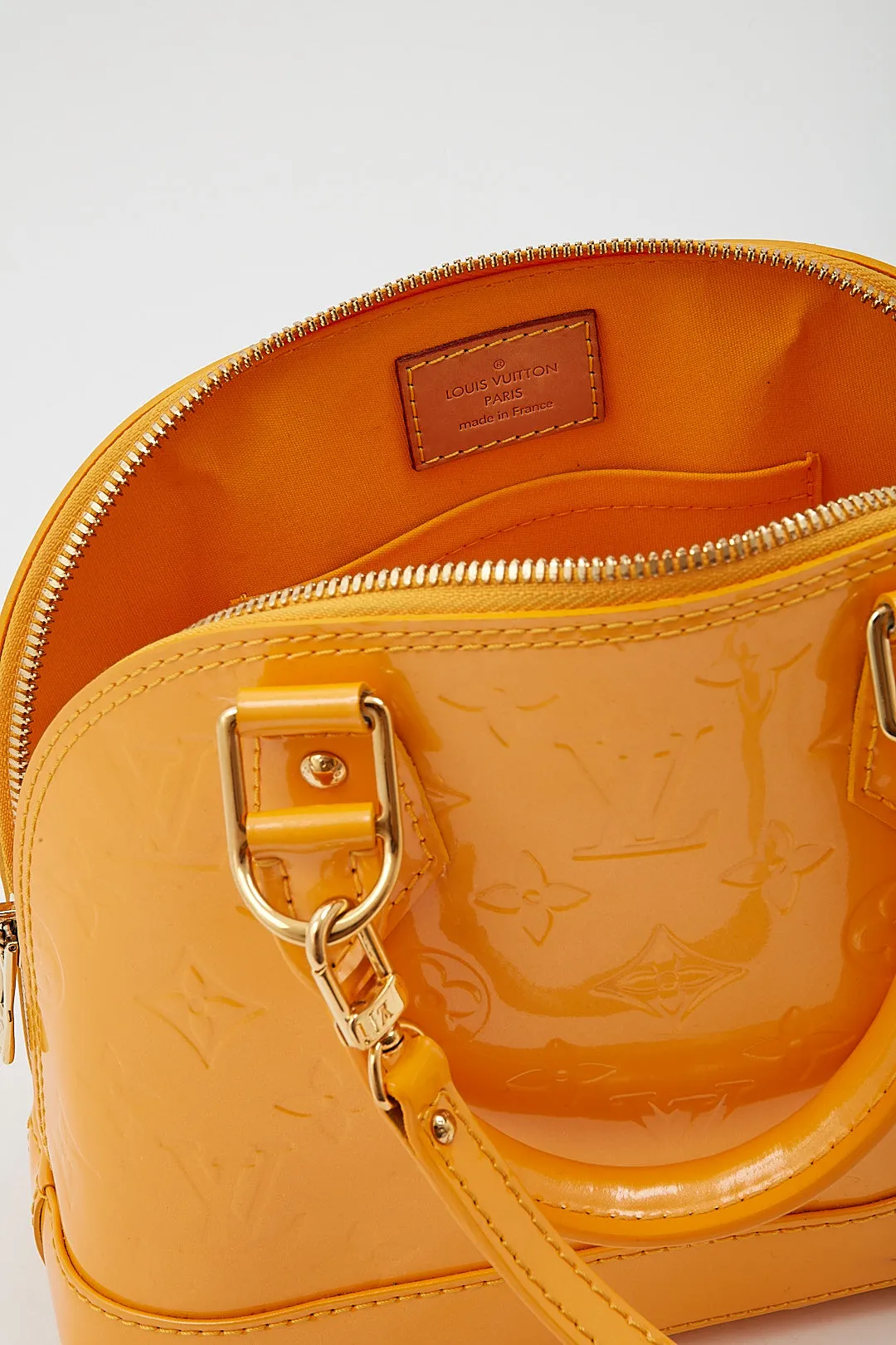 Louis Vuitton Yellow Vernis Monogram Alma BB Bag