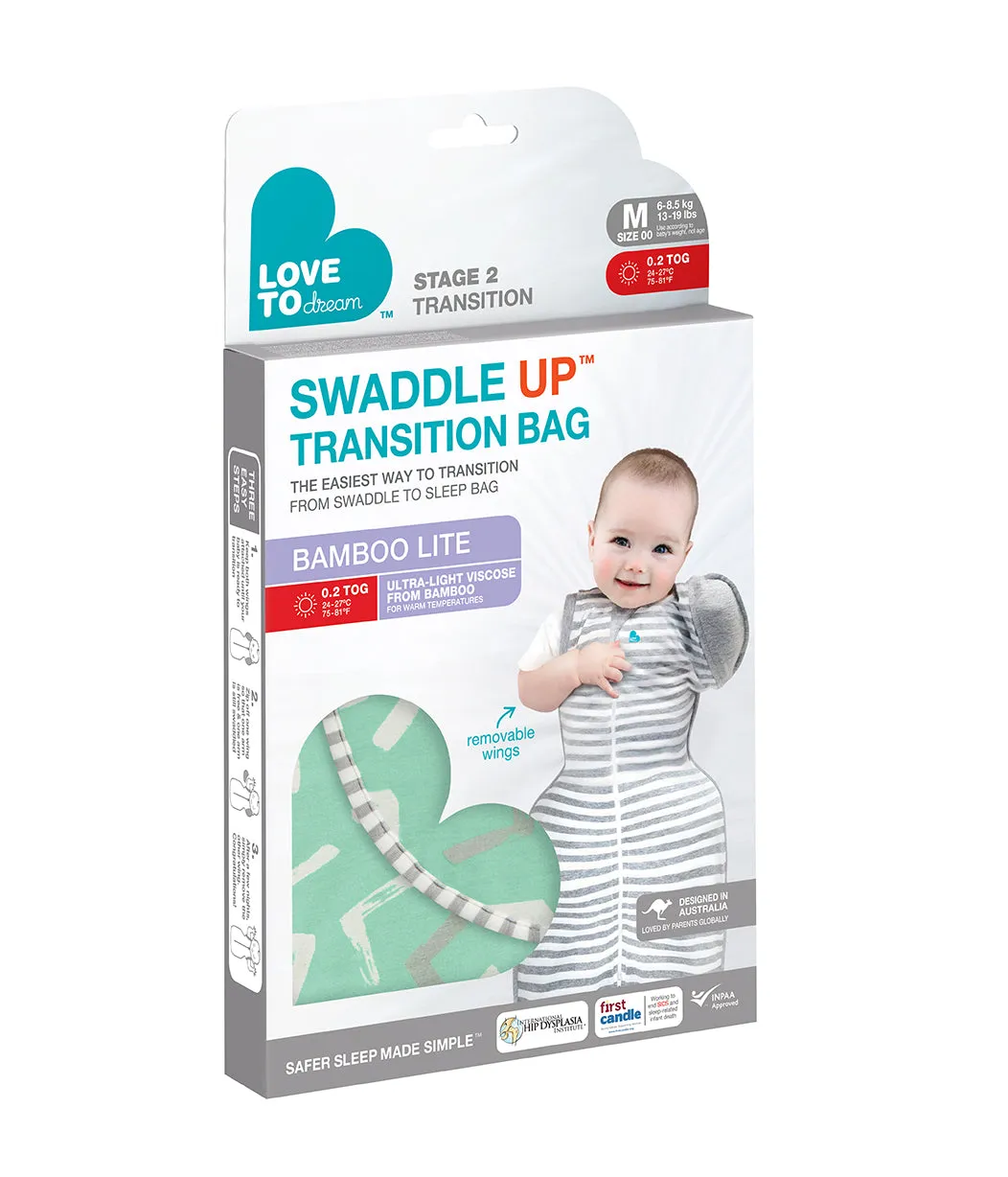 Love to Dream Swaddle UP 50/50 Transition Bamboo Lite 0.2 tog - Mint Arrow