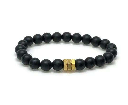 Matte Onyx 8mm Stone Beaded Bracelet