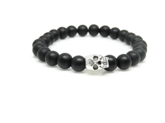 Matte Onyx 8mm Stone Beaded Bracelet