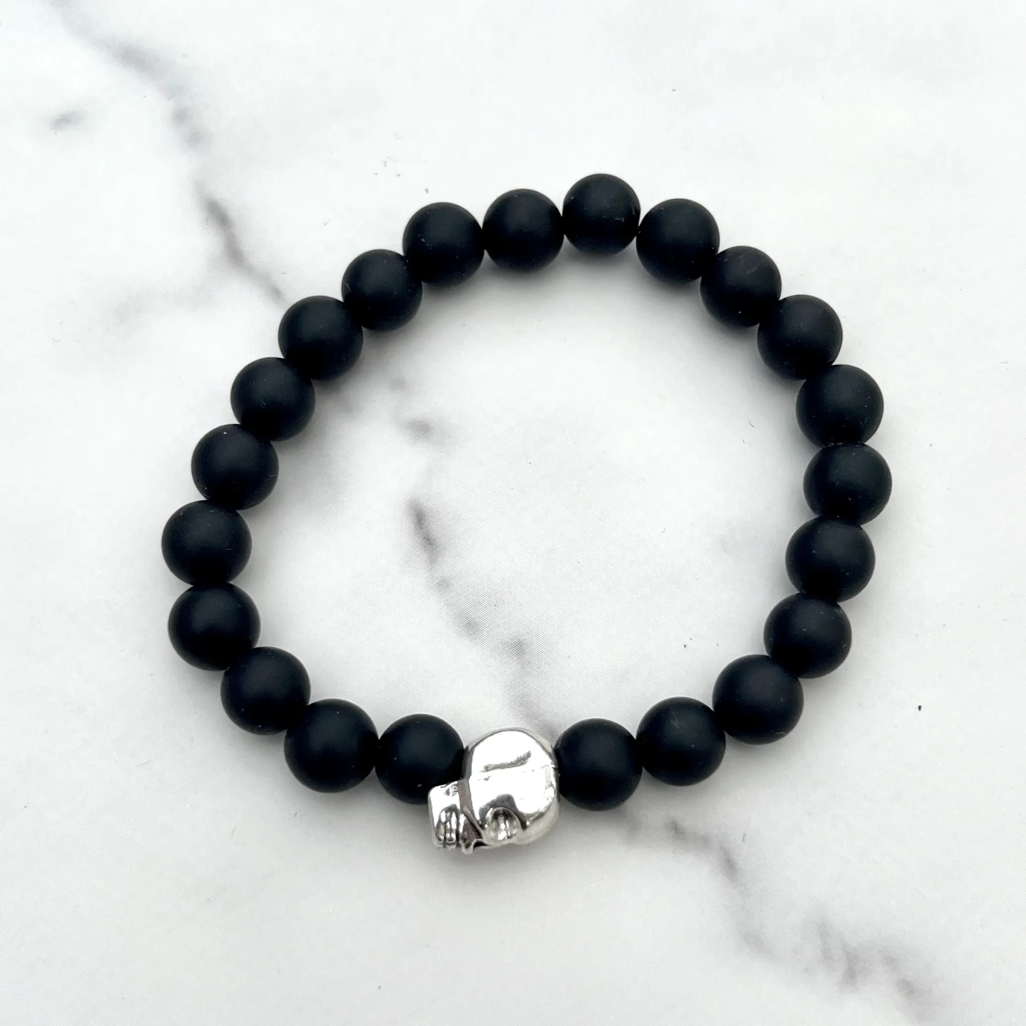 Matte Onyx 8mm Stone Beaded Bracelet