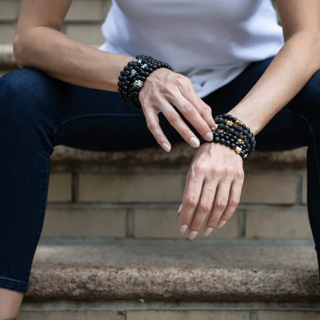 Matte Onyx 8mm Stone Beaded Bracelet