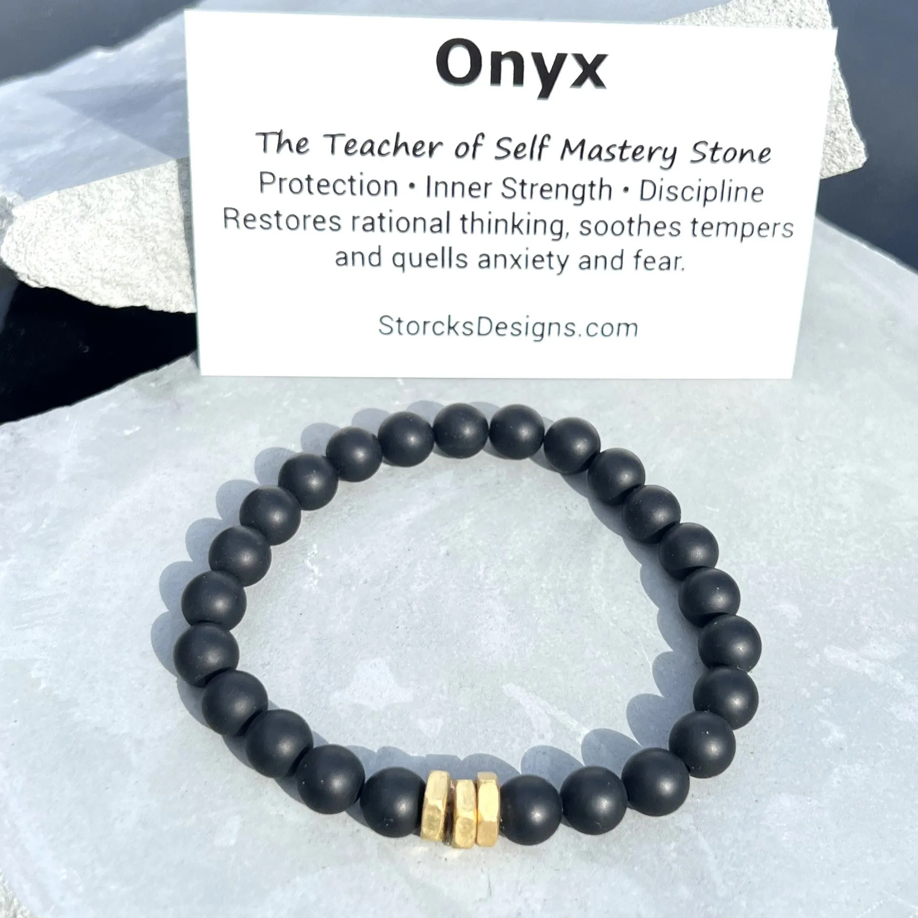 Matte Onyx 8mm Stone Beaded Bracelet
