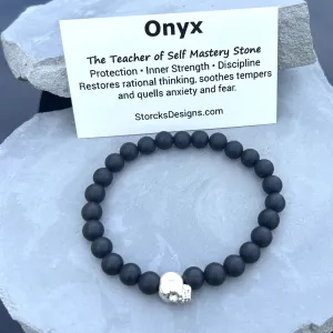 Matte Onyx 8mm Stone Beaded Bracelet