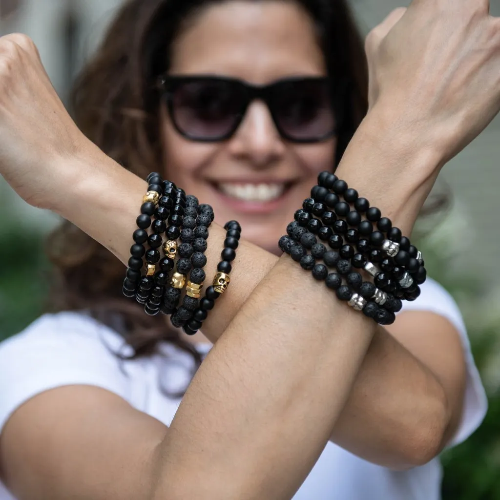 Matte Onyx 8mm Stone Beaded Bracelet