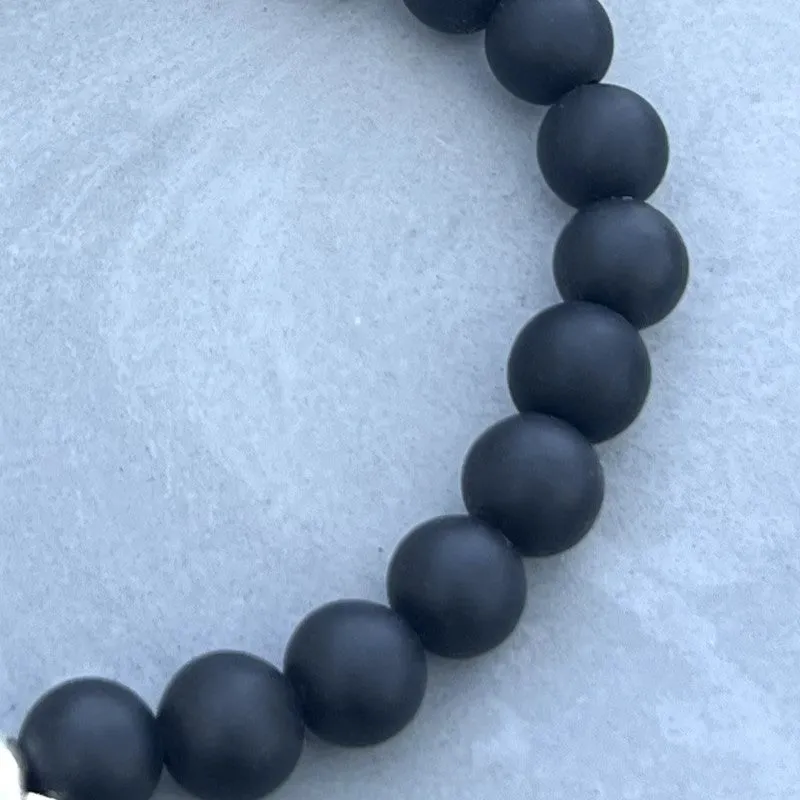 Matte Onyx 8mm Stone Beaded Bracelet
