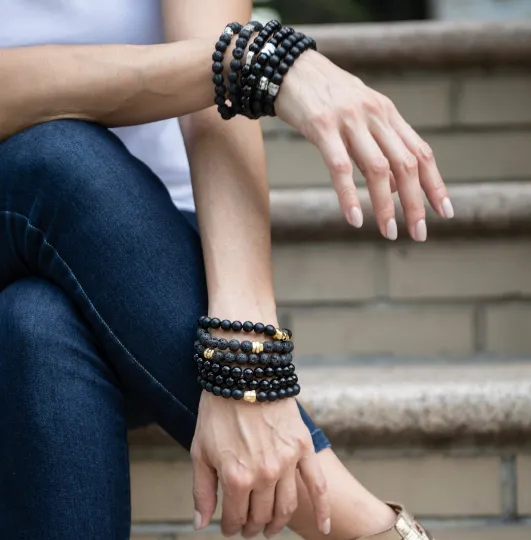 Matte Onyx 8mm Stone Beaded Bracelet