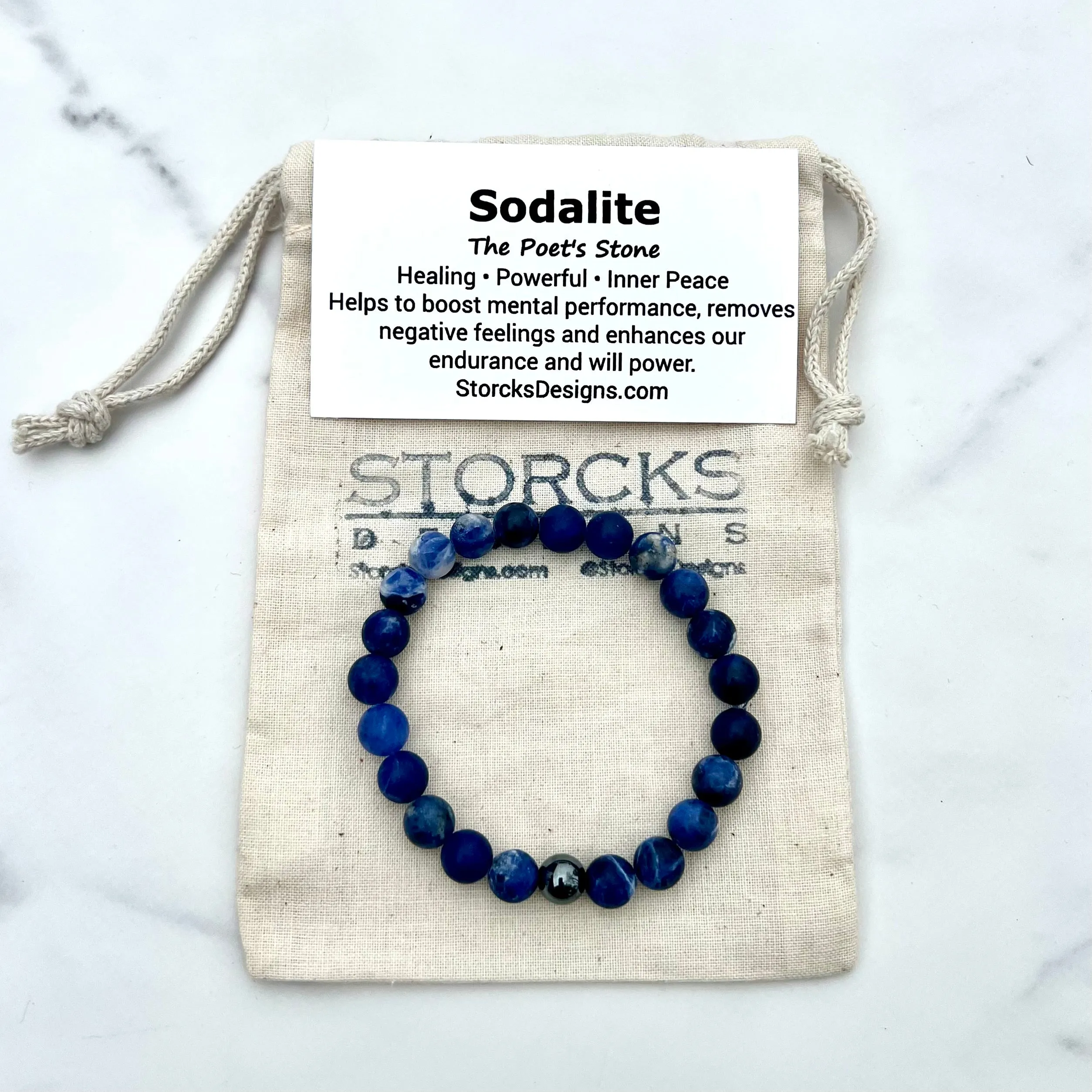 Matte Sodalite 8mm Stone Beaded Bracelet