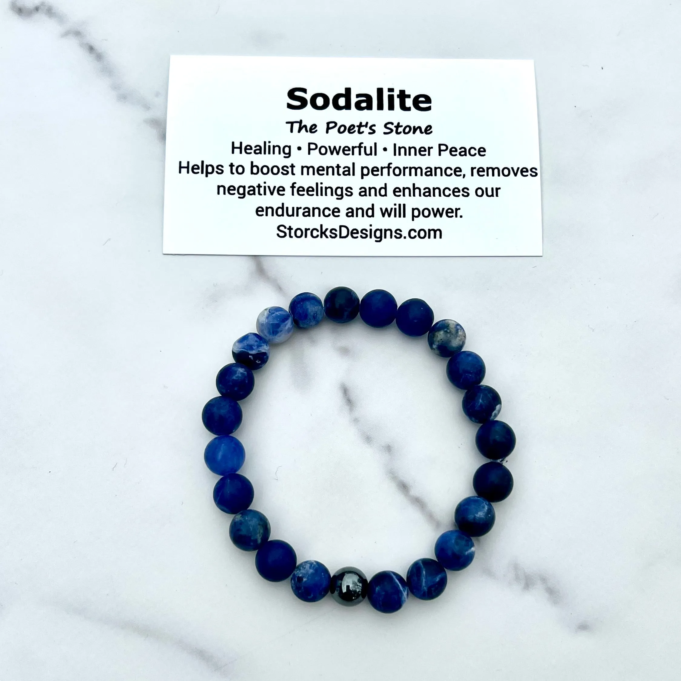 Matte Sodalite 8mm Stone Beaded Bracelet