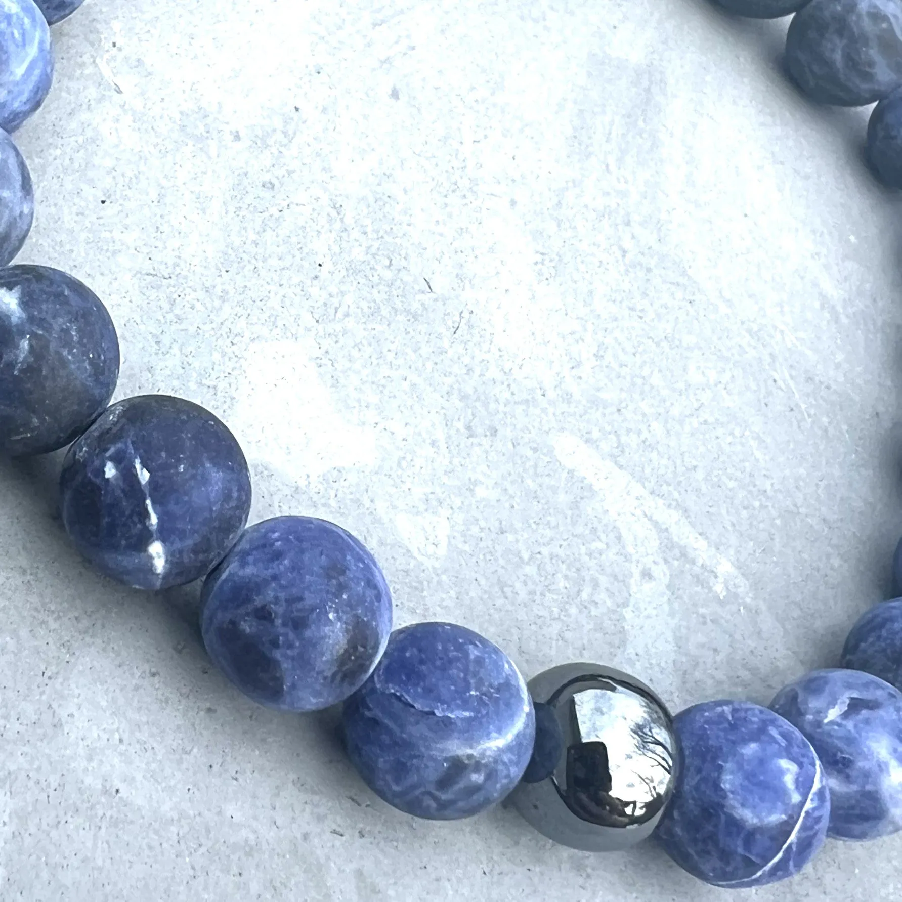 Matte Sodalite 8mm Stone Beaded Bracelet