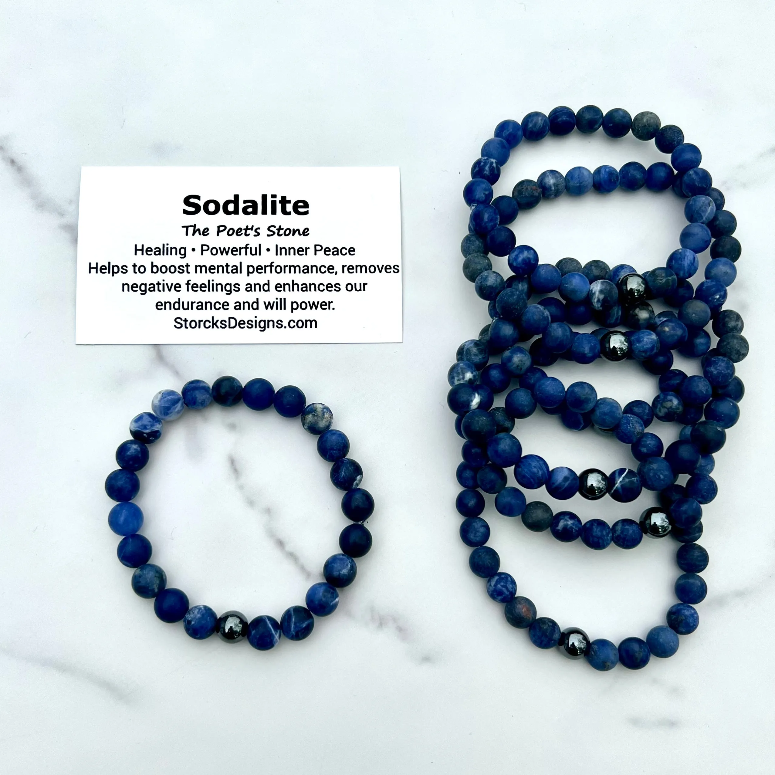 Matte Sodalite 8mm Stone Beaded Bracelet