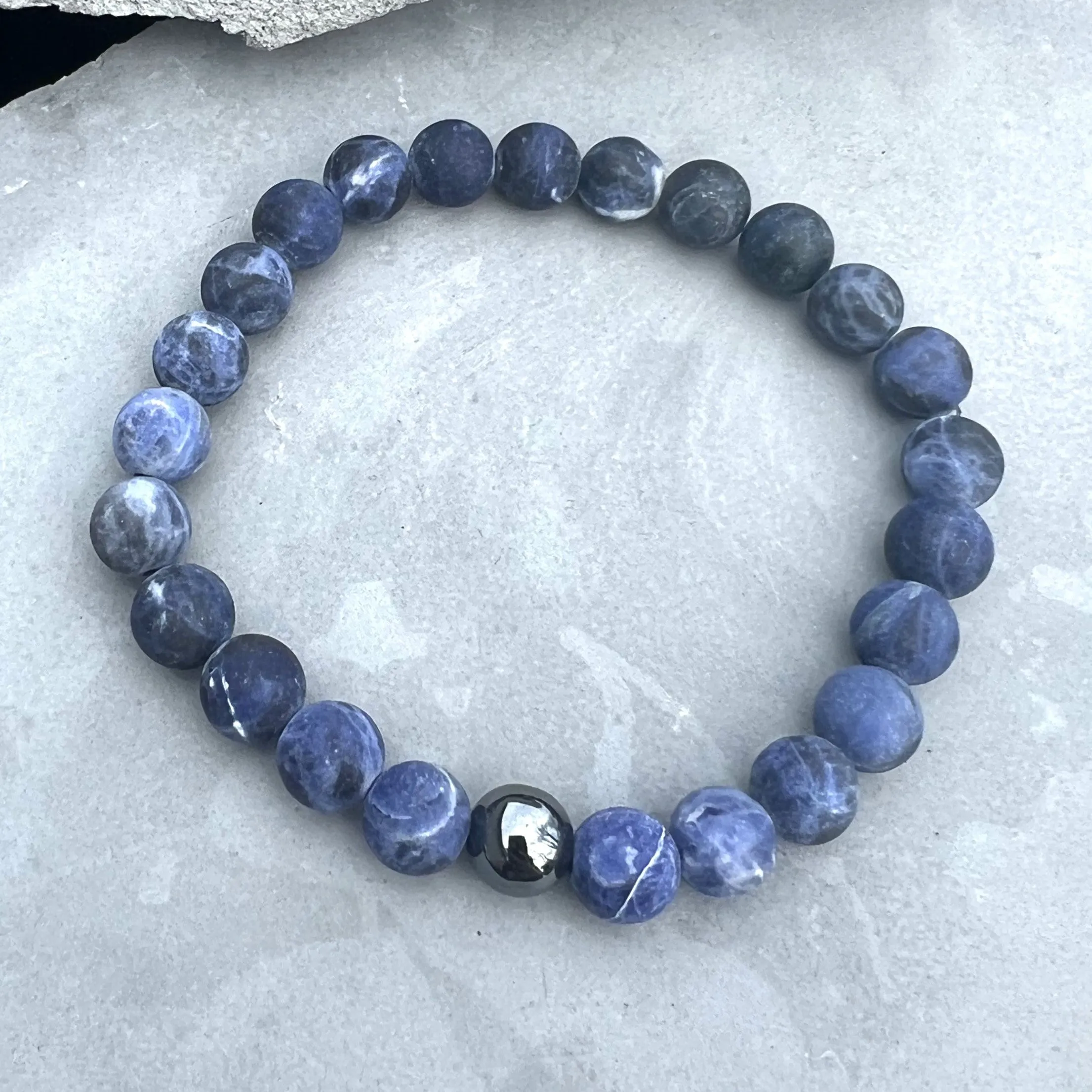 Matte Sodalite 8mm Stone Beaded Bracelet