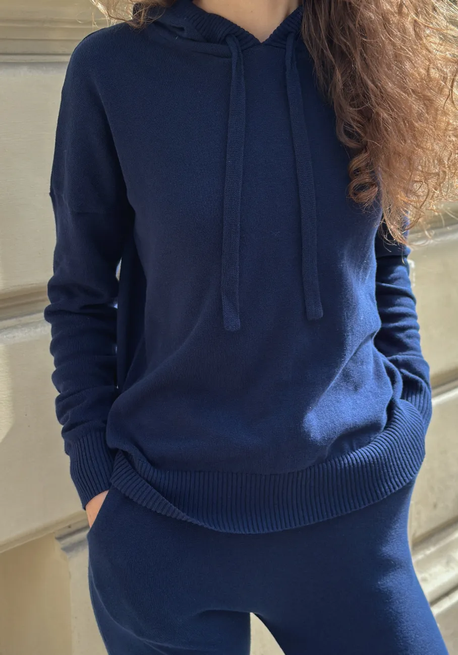 Miann & Co Womens - Rory Knitted Hoodie - Midnight