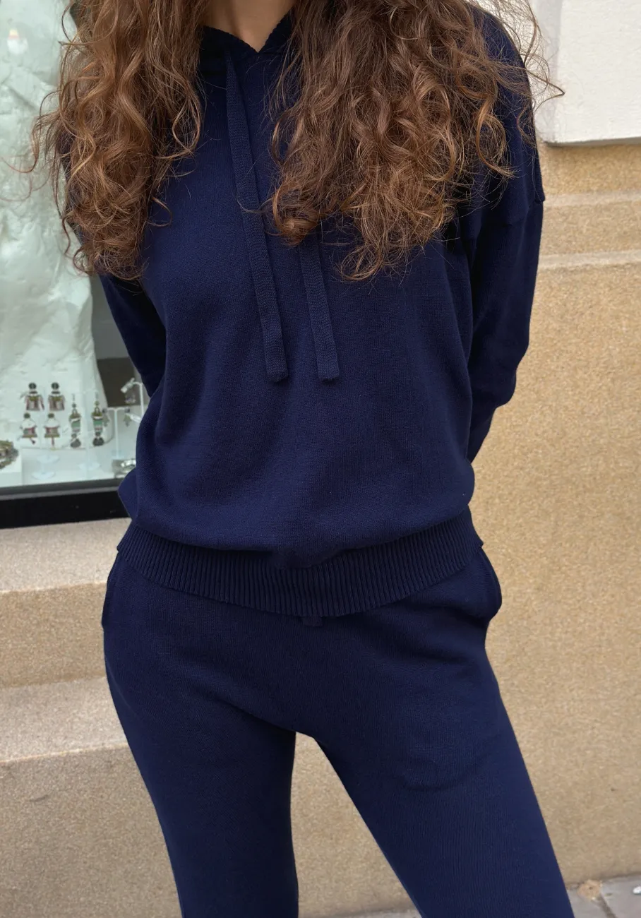 Miann & Co Womens - Rory Knitted Hoodie - Midnight