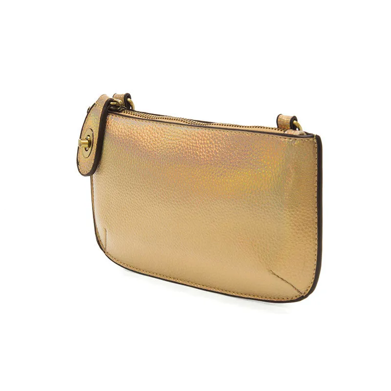 Mini Crossbody Wristlet Clutch in Gold Holographic