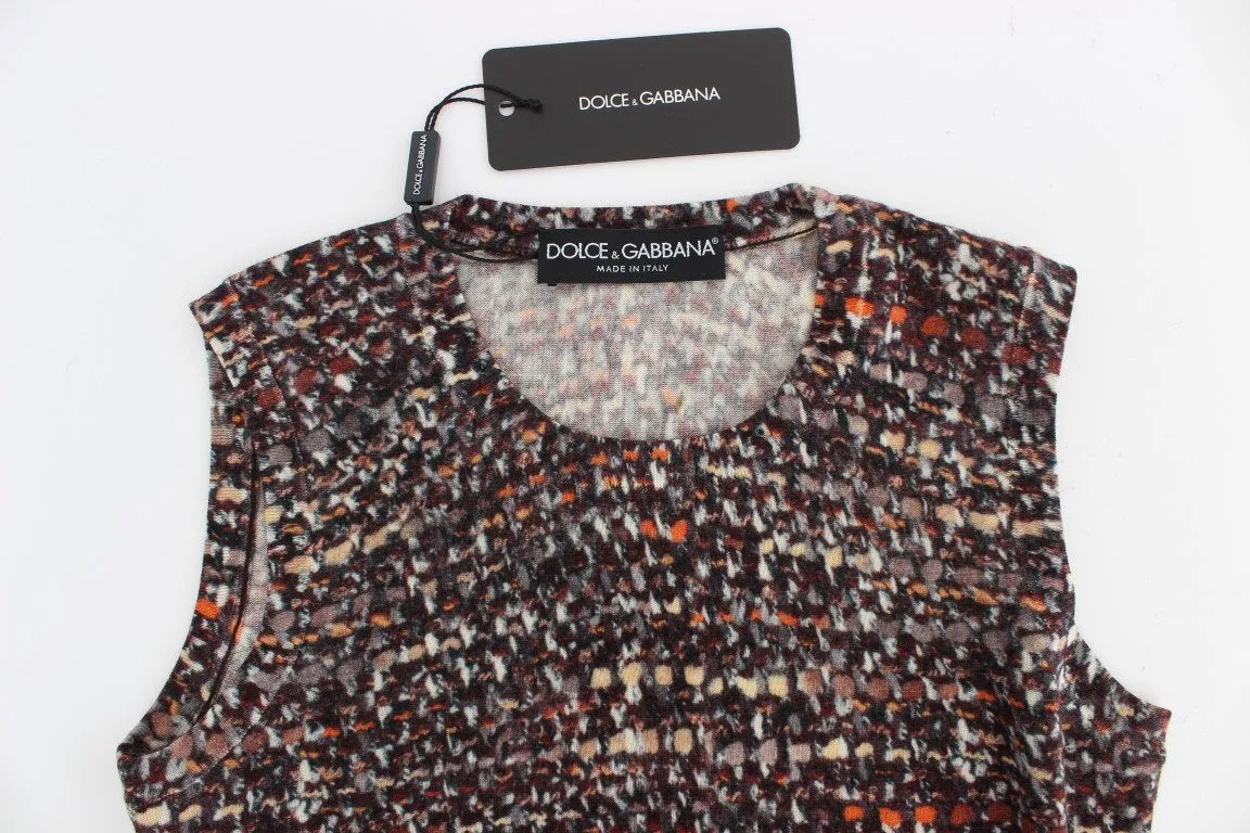 Multicolor knitted wool tank top