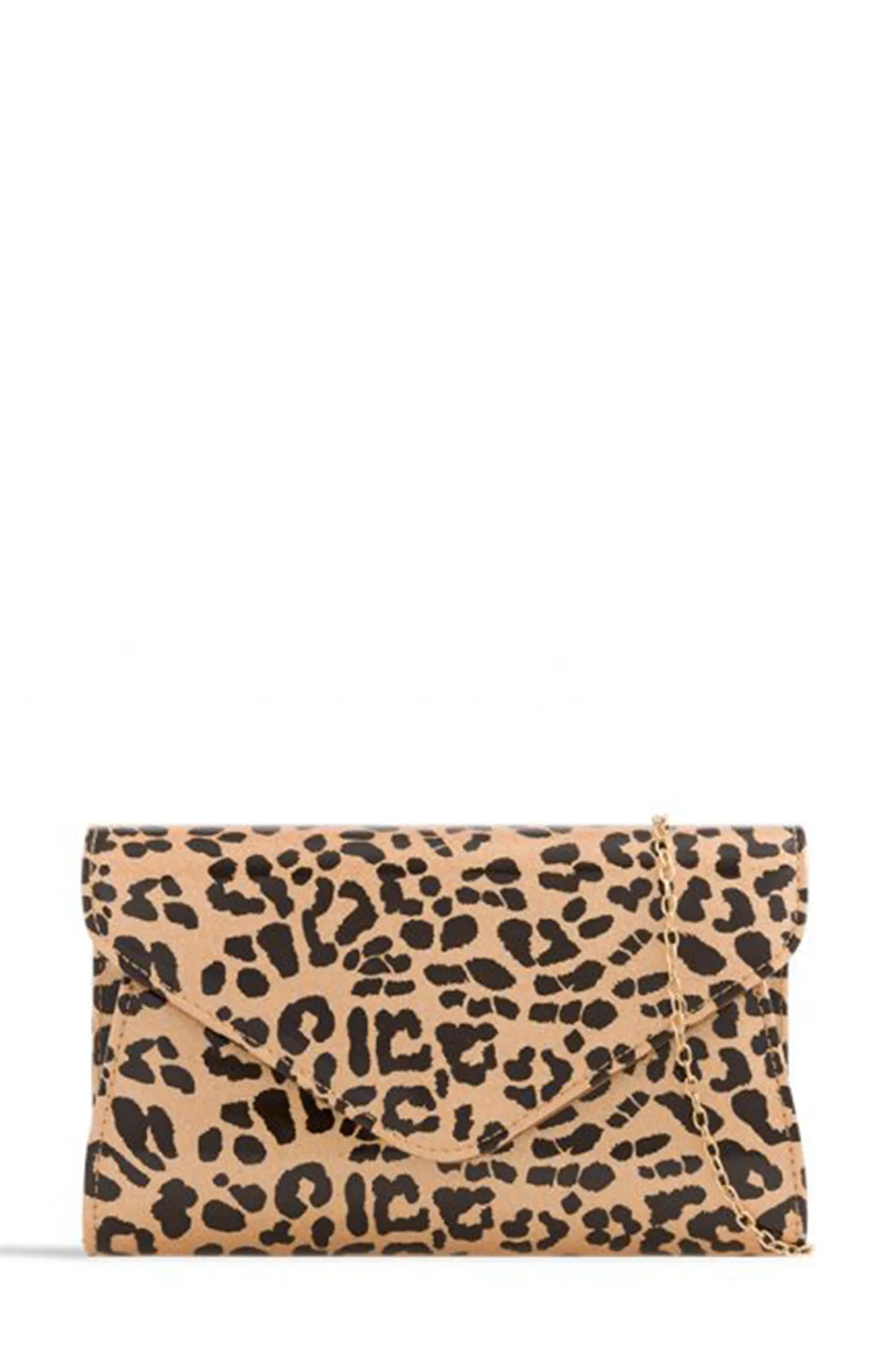 Nadz Leopard Patent Shimmer Clutch
