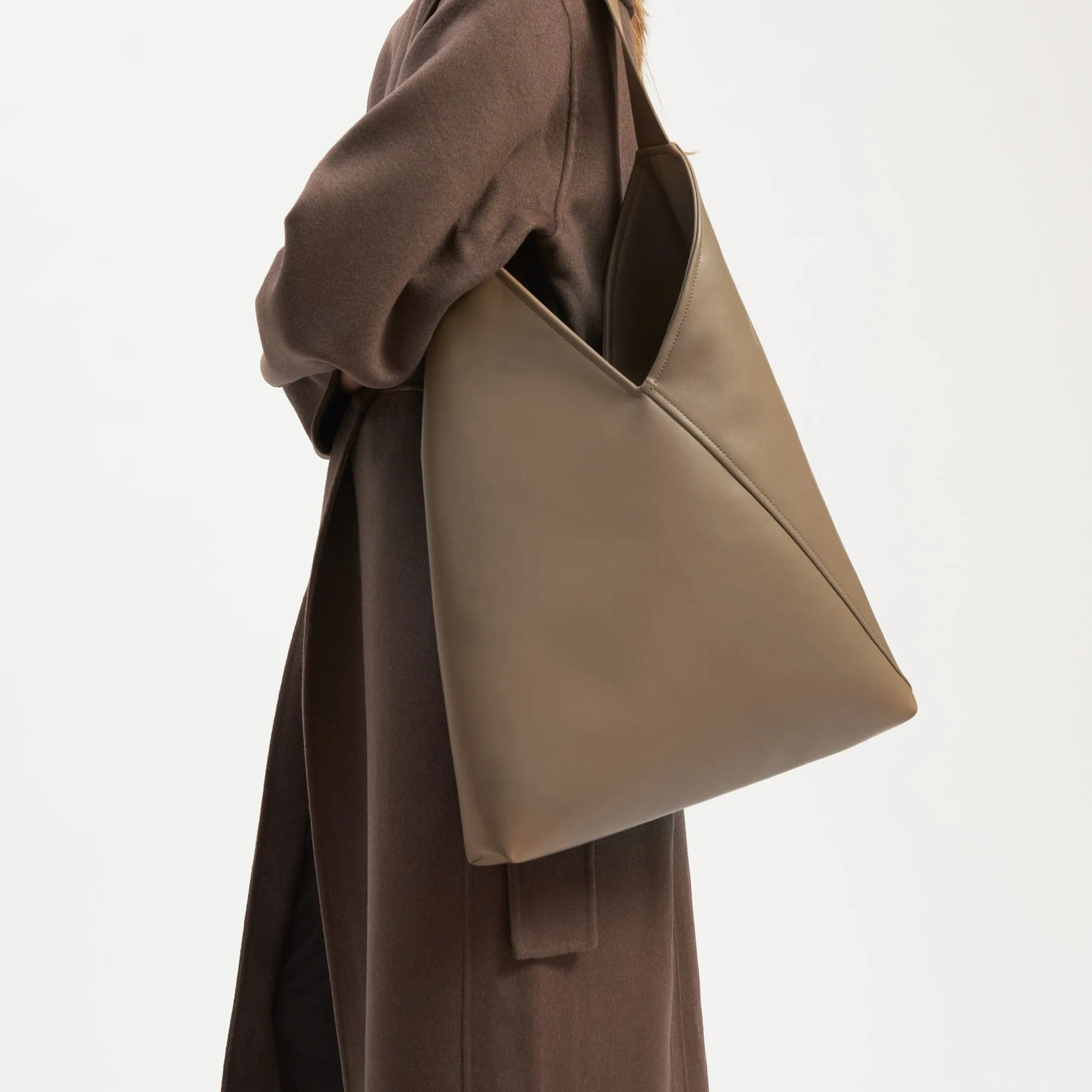 Oleatex Vegan Olive Leather Origami Bag | Mocha Brown