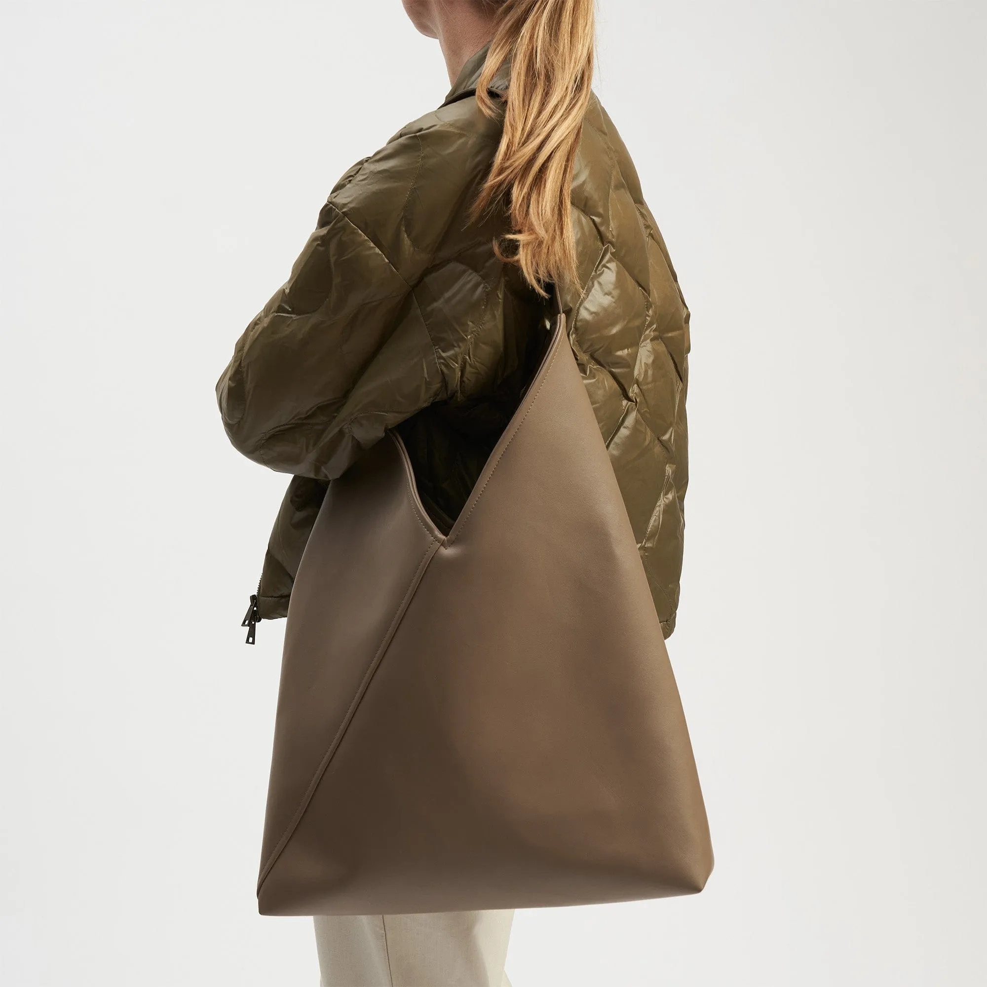 Oleatex Vegan Olive Leather Origami Bag | Mocha Brown