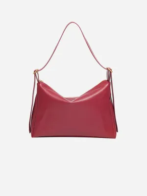 Oleatex Vegan Olive Leather Slouchy Shoulder Bag | Cherry Red