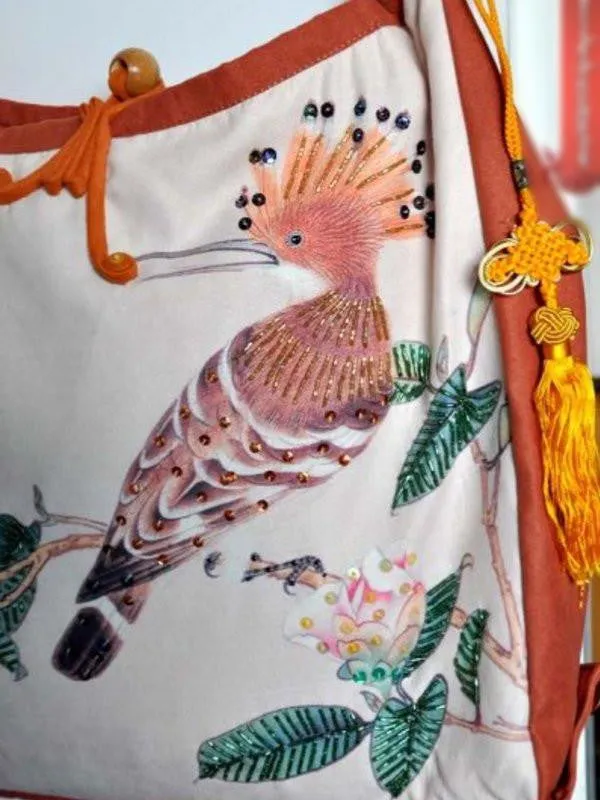 over the cuckoo's nest suede beaded bag