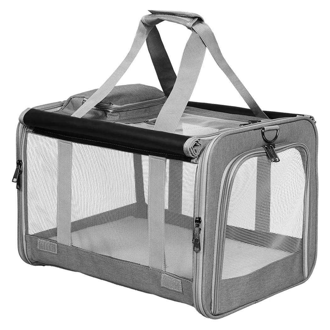 Pawz 3 in 1 Pet Soft Crate Dog Cat Carrier M Size Grey